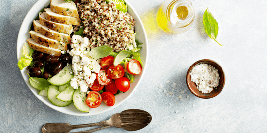 Simple Summer Mediterranean Greek Chicken with Cucumber - Feta Salad