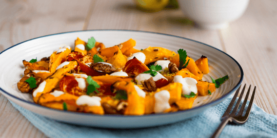 Roasted Butternut Squash with Goat Cheese  And Walnuts