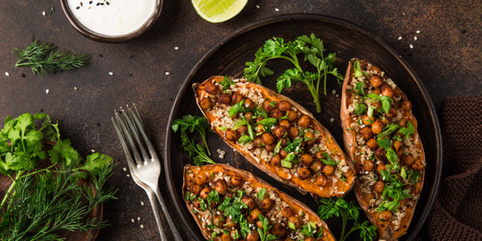 Curried Chickpea Stuffed Sweet Potatoes